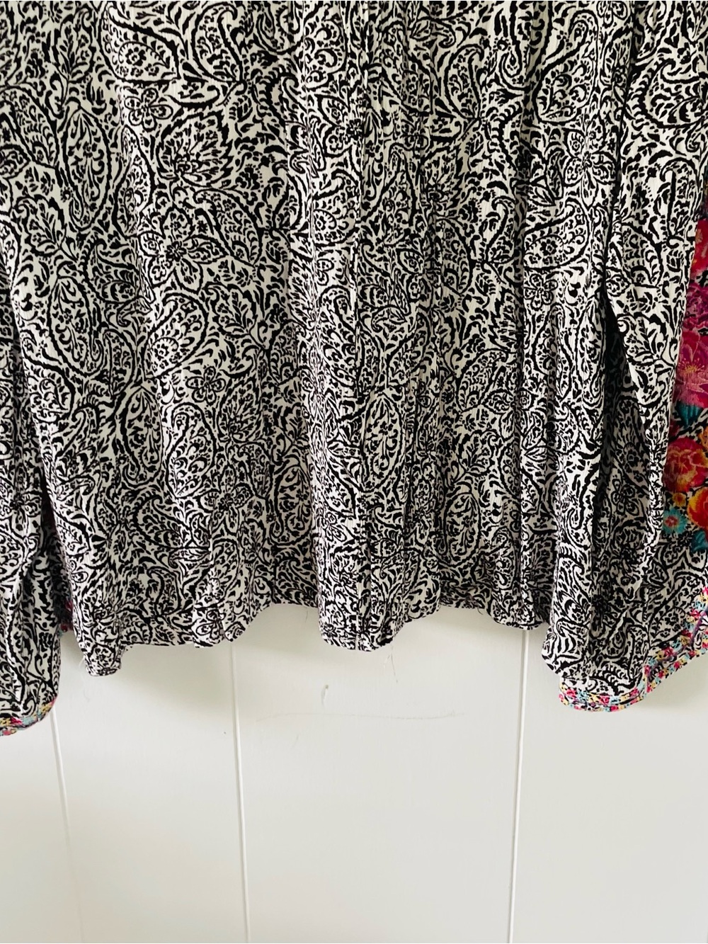Savanna Jane Black & White Paisley Tunic with Bright Floral Embroidery - Picture 9 of 12